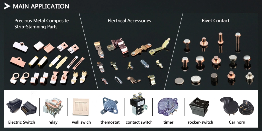 Silver Copper Alloy Electrical Contact Point Silver Contact Rivets for Car Driver Door Switches